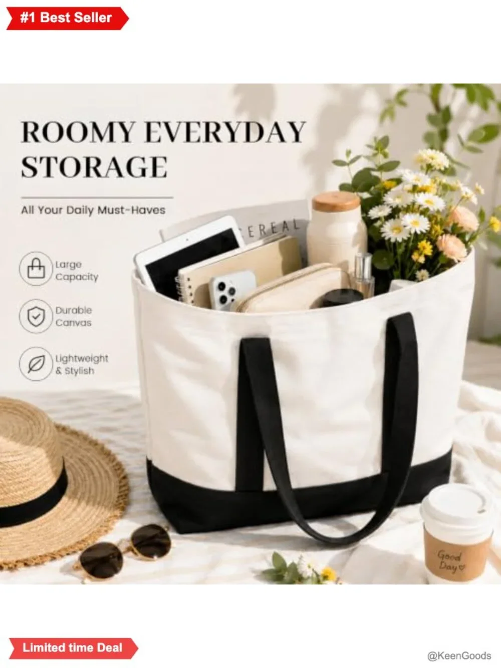 Canvas Tote Bags 10 Pack Large 18.5x15x5.5in Long Handle Reusable